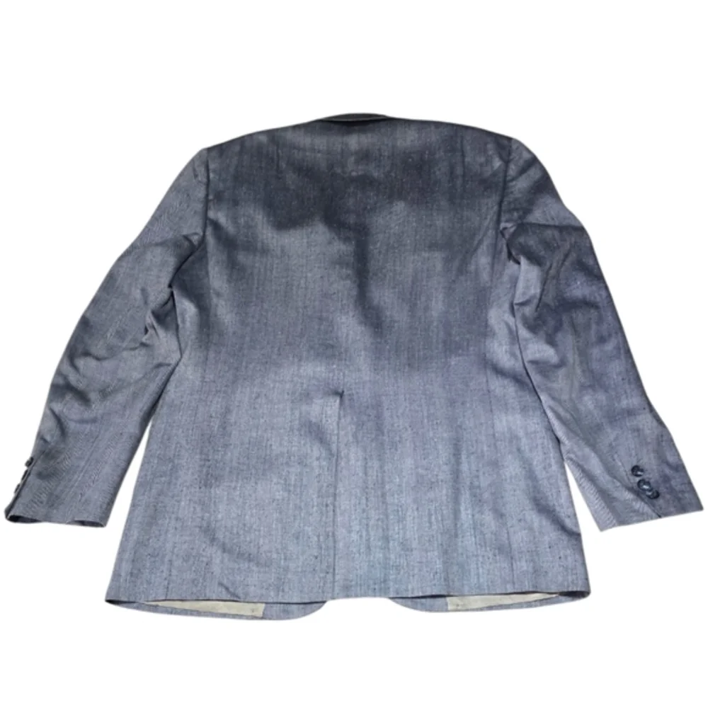 VTG Burberrys Silk Blazer‎ Mens Herringbone 2 Button Sport Coat Blue Size 42R